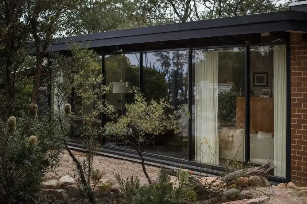 1950s mid-century modern house with black aluminium double glazed windows