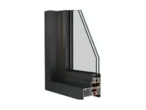 Corner of the ML102-TB thermally broken awning frame cut through, showing the two sheets of glass