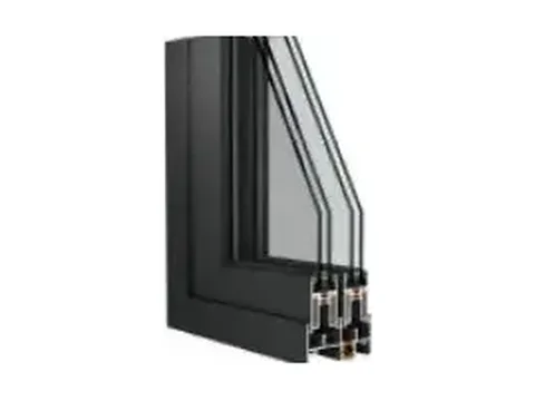 Corner of the ML102-TB thermally broken sliding frame cut through, showing the two sheets of glass
